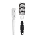 Round Brush for Blow Drying, 1 inch Small Round Barrel Hair Brushes with Ball Tip Boar Bristles, Nano Tech Thermal Ceramic Ionic, Double Edge Razor Comb for Hair Cutting Included