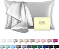 Natural Mulberry Silk Pillowcase for Hair and Skin Queen Size 20"X30" Silk Pillow Case with Hidden Zipper Soft Breathable Smooth Cooling Silk Pillow Covers for Sleeping(Silver Grey,Queen,1Pcs)