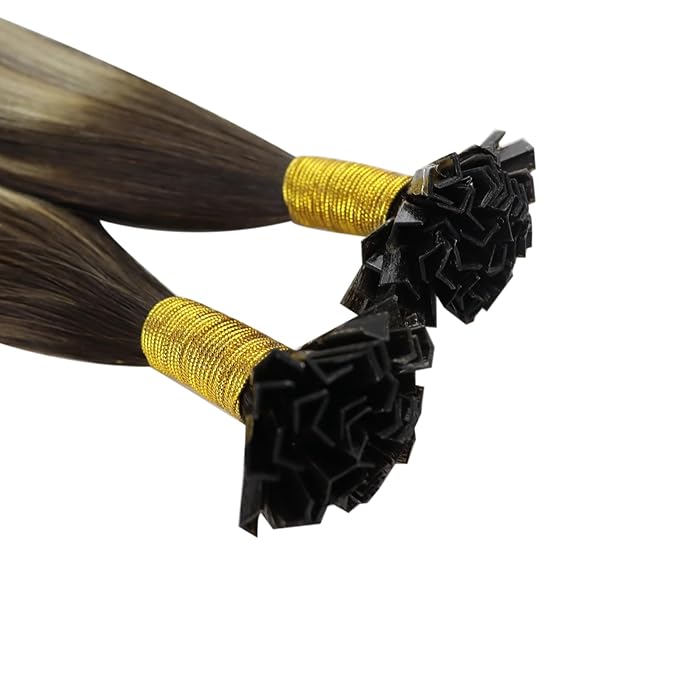 YoungSee Ktip Hair Extensions Ombre Dark Brown with Ash Blonde K Tips Hair Extensions Human Hair Ombre 24In 1G/S 50G
