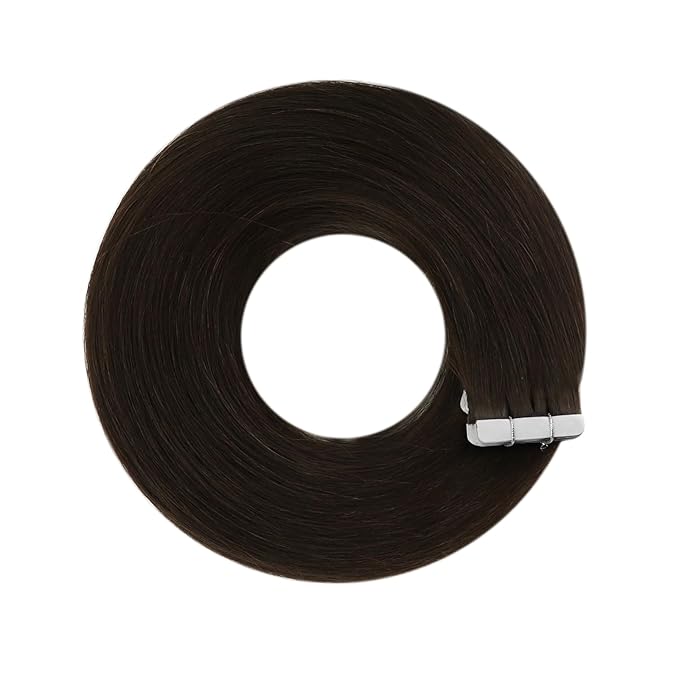 YoungSee Tape Hair Extensions Real Human Hair Brown 14inch 50g 20pcs Invisible Tape in Brown Hair Extensions for Women Human Hair Tape-in Extension Silky Straight