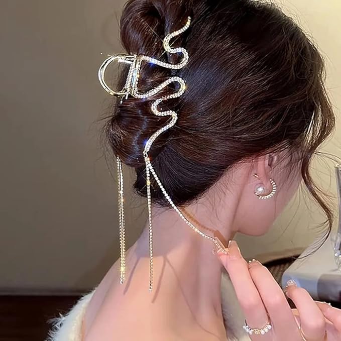 Hair Jaw Claw Clips Fish Bone Shape Large Metal Gold Fashion Nonslip Hairpin Catch Clip Accessories for Thick/Thin Hair HairStyling (Gold Snake)