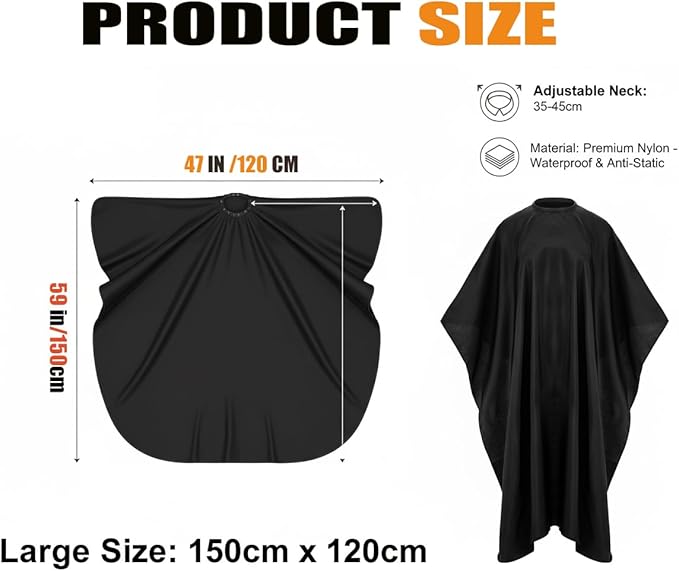 Barber Cape - 12pcs Waterproof Hair Cutting Cape with Snap Closure