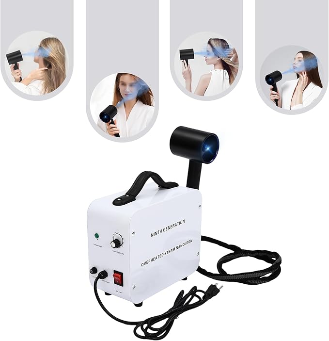 Nano Hair Steamer Machine, 1300W Adjustable Salon Steamer for Hair Multifunctional Hair Color Processor with 11.83 oz Water Tank, Professional Nano Mist Hair Dyeing Machine, 110V 60Hz