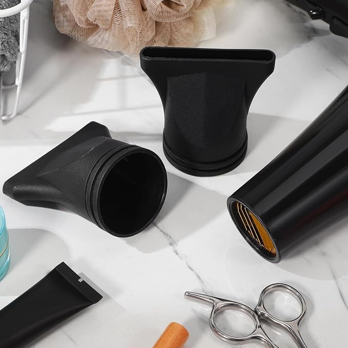 FRCOLOR 2pcs Universal Hair Dryer Nozzle Attachment Concentrator and Curly Hair Diffuser Tips for Blow Dryers Salon Styling Accessories Black