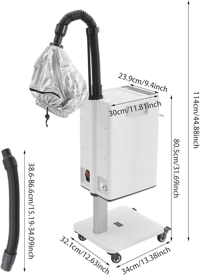 Nano Ionic Hair Steamer Machine - 500W Professional Hair & Scalp Care with 6 Modes Hair Color Processor, Adjustable Temp 32-140°F, 1000ml Tank, for Home & Salon Use (White)