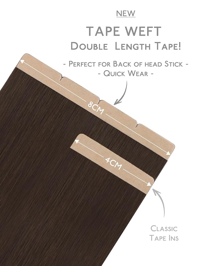 WENNALIFE Invisi Edge 8cm Tape in Hair Extensions Human Hair, 20 Inch 20g 4pcs, Chocolate Brown Invisible Remy Tape Ins Straight Reusable Natural Injected Weft Extensiones De Cabello Humano