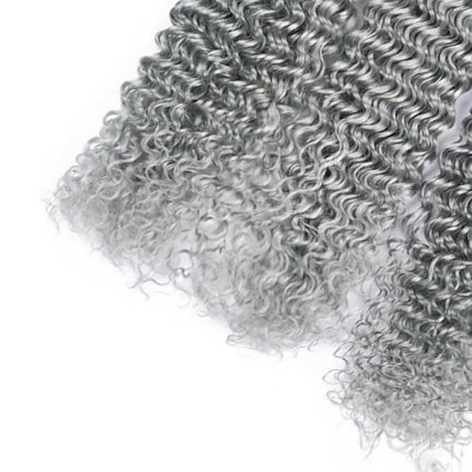 Gray Deep Wave Bundles Human Hair Silver Bundle 22 24 26 Inch Niegmeag Peruvian Virgin Soft And Silky Remy Hair Extensions Grey Deep Wave Bundles 300g