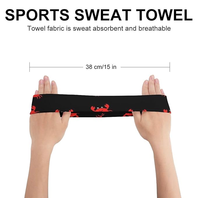 Headband, Sweatband Headbands for Running, Cycling, Football, Yoga, Cute Cartoon Crabs Hairband for Women and Men