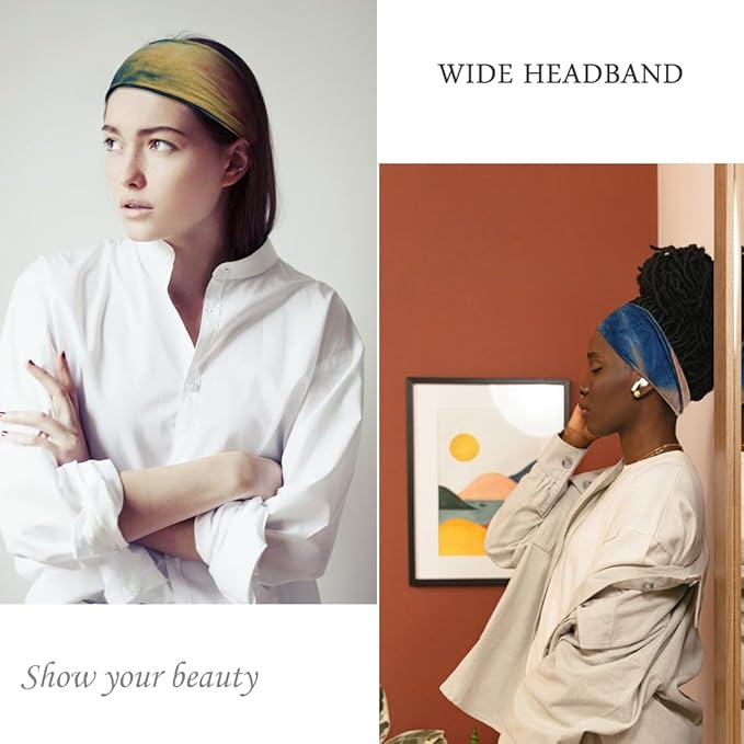 Headbands For Women Workout Wide Headband Yoga Head Bands For Women's Hair Accessories Fashion Band Tie Dye 6 Pack