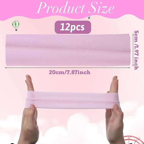 12 Pcs Women Yoga Hair Bands, Elastic Sweatband Fabric Headbands Sports Sweat Band Yoga Stretchy Headband Soft Workout Headbands for Sports Running Cycling Exercise Fitness