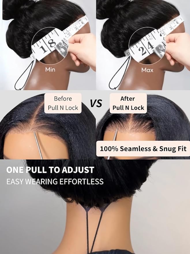Julia Hair Chestnut Brown Ombre Yaki Straight 7x5 Pre Cut HD Lace Put On and Go Wig Bye Bye Knots Glueless Human Hair Wigs with Invisi Drawstring Pre Plucked Bleached Knots Beginner Friendly 16 Inch