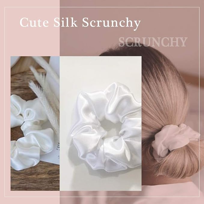 LILYSILK Silk Scrunchies and Ponytail Holders for Frizz & Breakage Prevention, 100% Mulberry Silk, Elastic Hair Ties, 15Pc, Random Color