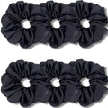 IVARYSS Big Scrunchies for Women Thick Hair, Premium Satin Softer than Silk, XL 6 Inch Extra Large Scrunchy Elastic Hair Bands Accessories, 6 Pack, Black