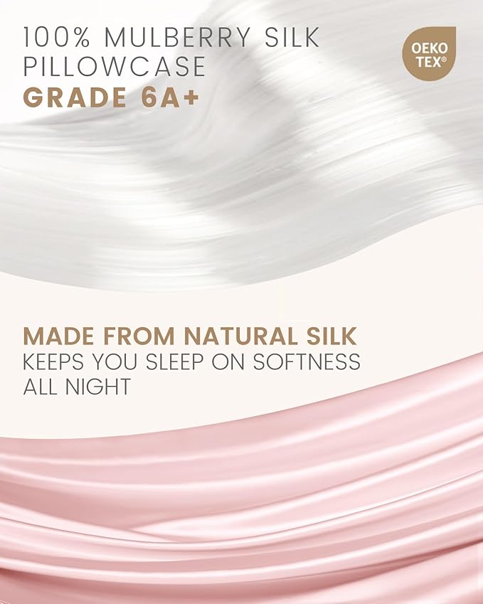 THXSILK Set of 2 Mulberry Silk Pillowcase for Hair and Skin, Both Sides Real Mulberry Silk Pillow Cases with Hidden Zipper, Organic Silk Pillowcase Standard Size 20×26 inches, Light Pink