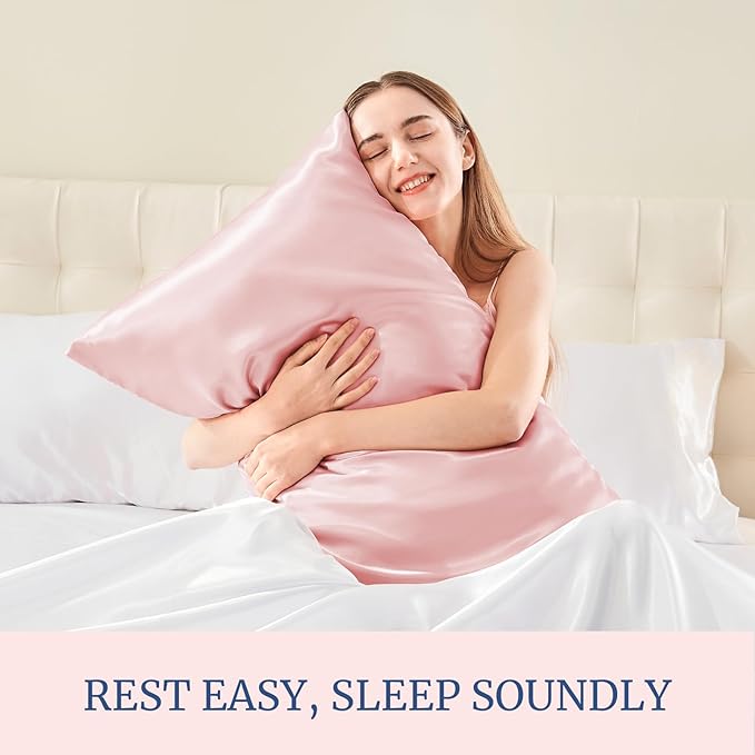 BEDELITE Satin Pillowcase for Hair and Skin, Super Soft Similar to Silk Pillow Cases 4 Pack with Envelope Closure, Cooling Pillowcases for Women Men (20"x30" Queen Size, Pink)