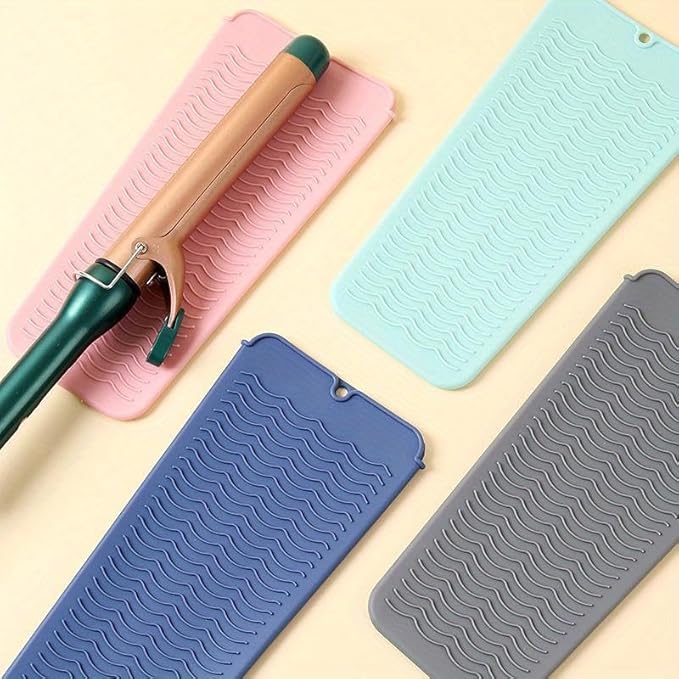 Silicone Heat Insulation Pad, Heat Resistant Silicone Mat Pouch for Flat Iron, Hot Hair Tools, Portable Hair Styling Tool Accessories (Grey)