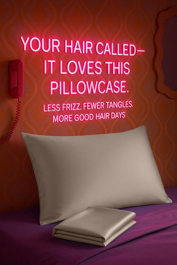 BLISSFORD Satin Pillowcase with Zipper, for Hair and Skin Care, Feels Soft and Cool Like a Silk Pillowcase, Satin Pillow Cases 2 Pack, Slik Pillow Cover, Pewter, Queen Size - Set of 2