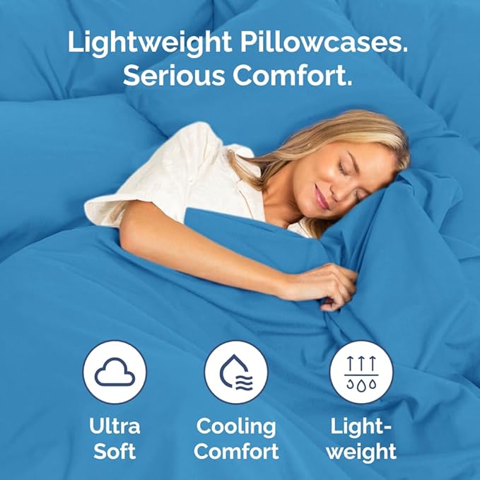 Queen Pillow Cases Set of 2 - Ultra Soft Hotel Quality Pillowcase Covers - Comfy, Cozy & Wrinkle Free - Shrink, Stain & Fade Resistant - Machine Washable Pillow Protectors - 2 Piece Set - Denim Blue