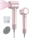 Hair Dryer,150000 RPM Blow Dryer with 500M Negative Ions, Lightweight Ionic Travel Hair Dryer with Magnetic Diffuser & Nozzle for Fast Drying, Low Noise Brushless Motor for Salon & Home Use,Pink