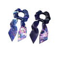 Axolotl Cute Hair Scrunchies with Ribbon Pack Of 2 Starry Sky Bow Scrunchy for Women Girls Trendy Knotted Bow No Damage Ponytail Holder Hair Band