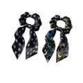 Star Sun Moon Hair Scrunchies with Ribbon Black Bow Hair Ties for Women Girls Fashion Scraf Scrunchy No Damage Pack of 2
