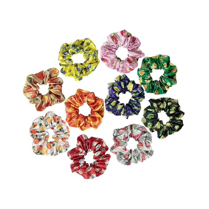 cute fruit design scrunchies for all hair type 10pack elastic hair band great for ponytails XL srcunchies set these soft hair ties is great for every occasion