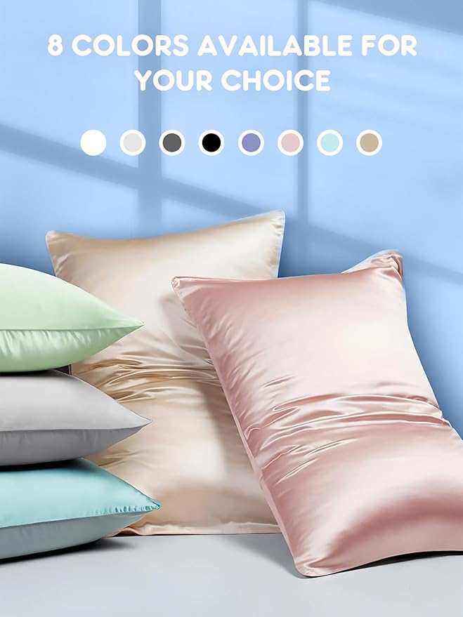 Mulberry Silk Pillowcase for Hair and Skin, SGMSILK 22 Momme Natural Silk Pillow Cases with Zipper, 6A Soft and Smooth Single Sided Pure Silk Pillow Cover (White, Standard 20"x26")