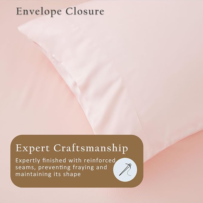 TOSMO Luxury Pillow Case Set of 2 - Cooling Viscose Derived from Bamboo - Oeko-TEX, Breathabl Silky Soft Pillow Cases with Envelope Closure (Queen / 20x30, Pale Pink)