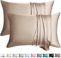 100% Silk Pillow Cases 2 Pack King Size Mulberry Silk Pillowcase for Hair and Skin Set of 2 Highest Grade 6A Silk Soft Breathable Cooling with Hidden Zipper, Taupe