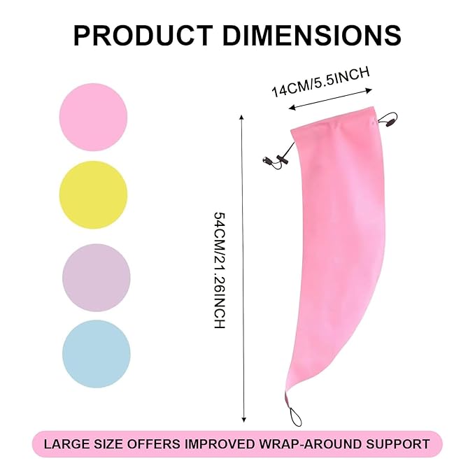 Waterproof Hair Sleeve for Long Hair, Crown Washing Shower Cap Ponytail, Reusable Adjustable, Quick Root Refresh for Shower Gym Travel Pool Beach, Time Saver (Pink+Yellow, 2PC)