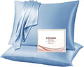 Adubor Silk Pillowcase 2 Pack for Hair and Skin with Hidden Zipper, Both Sides 23 Momme Silk Pillow Case (Gray Blue, Standard: 20''x26'')