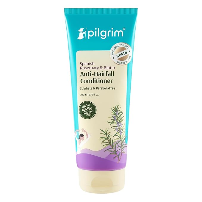 Pilgrim Spanish Rosemary & Biotin Anti Hairfall Conditioner for Reducing Hair Loss & Breakage | Upto 95% stronger hairs | Suitable for all hair types | For Men & Women 6.76 Fl Oz (200ml)