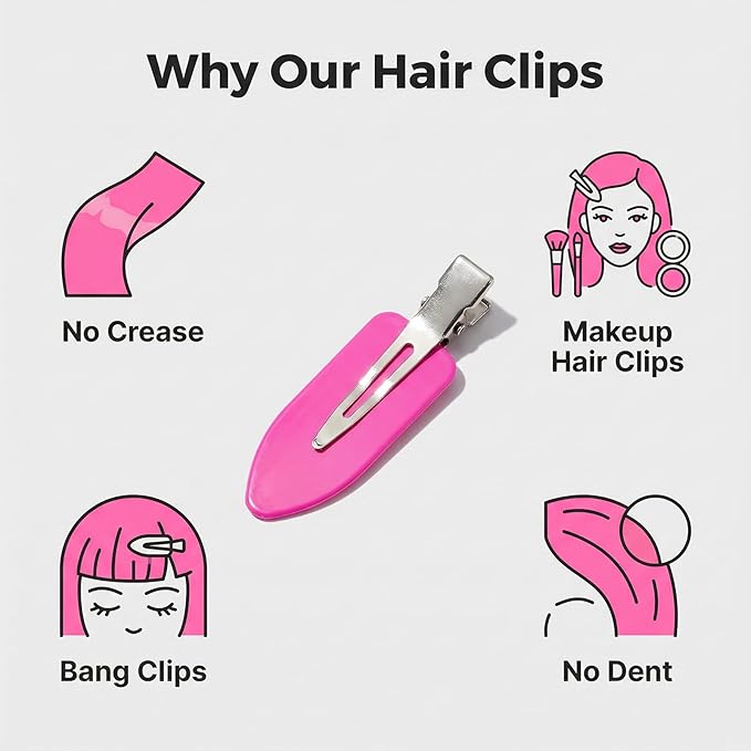 No Crease Hair Clips Makeup Pin Curl Clip Bulk 40Pcs Multicolor No Bend Dent Bang Creaseless Hair Clips for Makeup Application Bangs Hairpin Setting Pins Clip for Women Styling (Brown)
