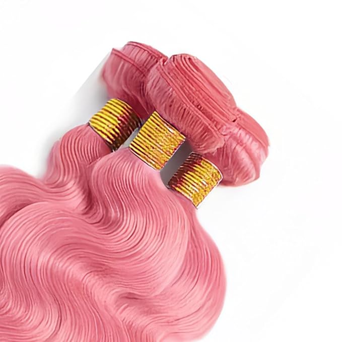 Pink Bundles Human Hair Light Pink Body Wave Hair Weave 22 24 26 Inch Niegmeag Brazilian Virgin Remy Hair Extensions 300g