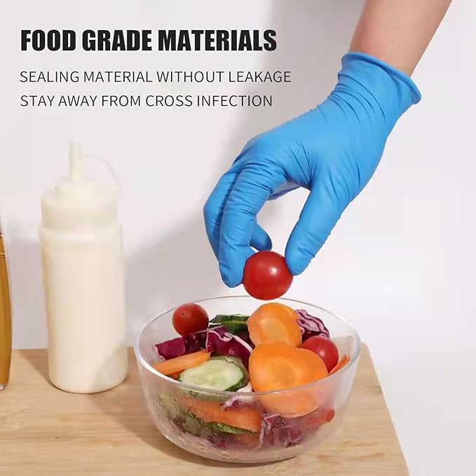 LW Concept Blue Nitrile Gloves,Disposable, Strong, 4mil Cooking Gloves, Latex Free Powder Free