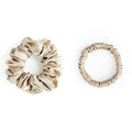 22 Momme 100% Mulberry Silk Scrunchies (2 Pack, Champagne), Well-Hold Elastic for No-Damage, 6A, Soft Hair Ties, Reduces Frizz & Breakage, OEKO-TEX Certified
