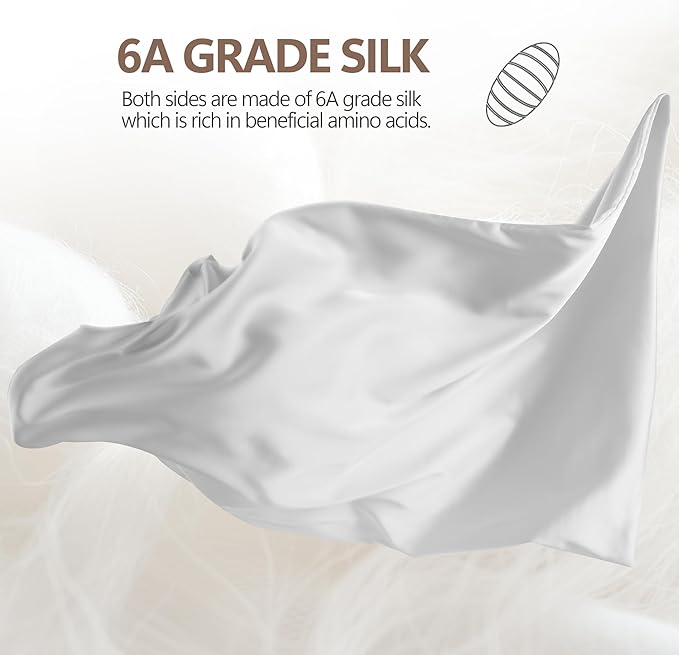 Silk Pillow Cases Queen - 6A Luxury 100% Mulberry Silk Pillowcase for Hair and Skin - Anti-Wrinkle, Cooling & Smooth, Hidden Zipper - Pillowcases for Sleeping Women, White
