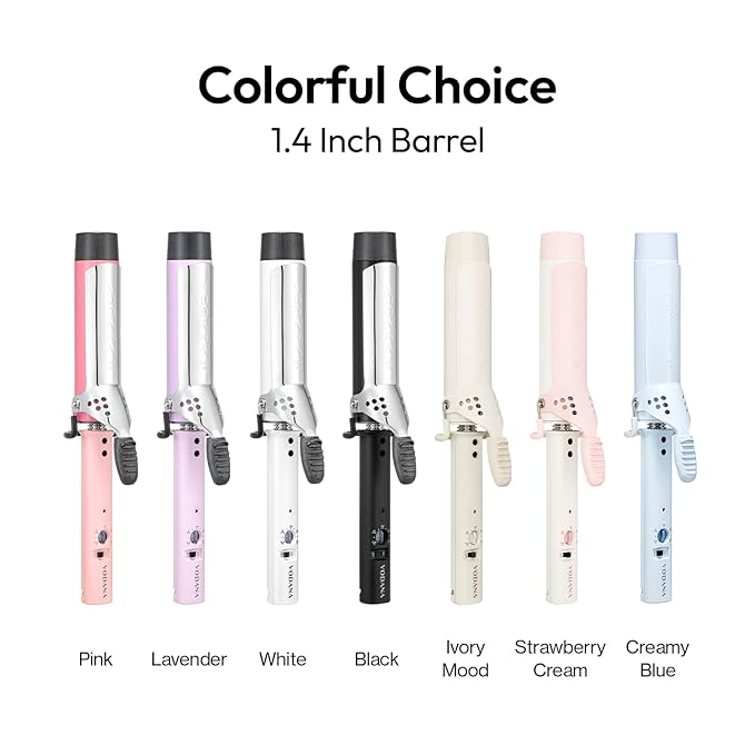 VODANA Professional GlamWave Ceramic Curling Iron, Long-Lasting Natural Curls, Instant Heat, Hair Curler, Curling Wand, Available in USA (1.4 inch, Lavender)