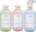 ASEVAT 10oz 3Pcs Plastic Refillable Travel Shampoo and Conditioner Bottles Refillable Travel Bottle with Flip Cap Plastic Refillable Shampoo and Conditioner Bottles