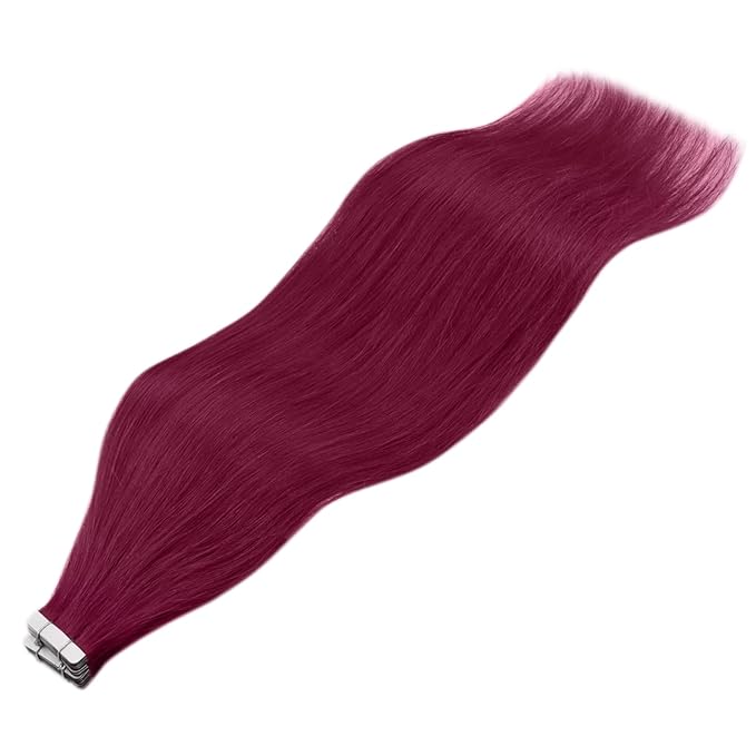 YoungSee Tape in Hair Extensions Human Hair Magenta Human Hair Tape in Extensions Red 12 Inch Colorful Hair Extensions Tape in For Party 20g 10pcs