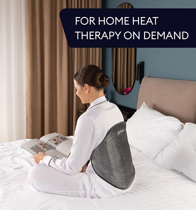 GENIANI XL Electric Heating Pad for Back Pain & Cramps Relief, 15"x24" Electric Throw with Auto Shut-Off, Adjustable Strap, Soft Fabric, Ideal for Lower Back & Stomach – Gift for Women & Men