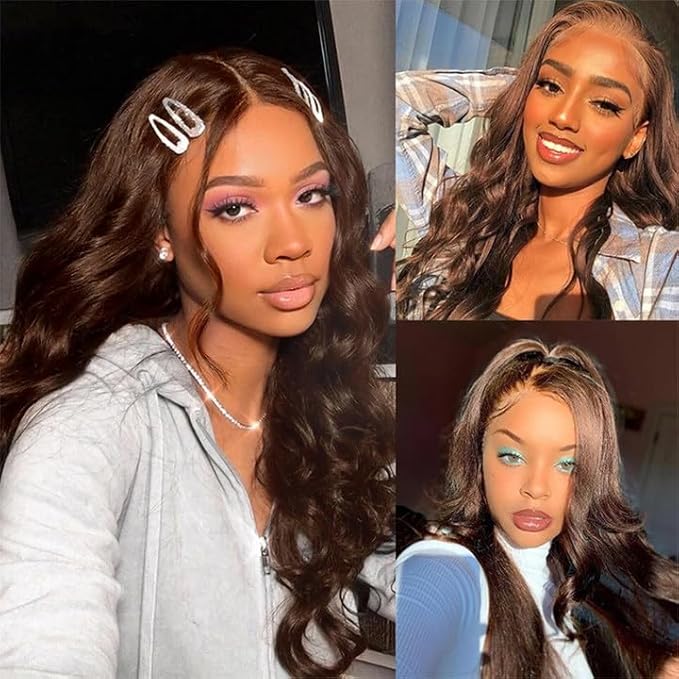 Brown Body Wave Bundles Human Hair Chocolate Brown Bundle Niegmeag Brazilian Virgin Remy Hair 3 Bundles 12 14 16 Inch Color 4 Body Wave Bundle Double Weft Hair Weave