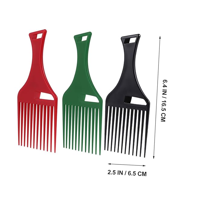 6pcs Plastic Hair Pick Combs for Afro Curly Hair Wide Tooth Detangling Accessories for Men and Women for Frizz Reduction and Smooth Styling
