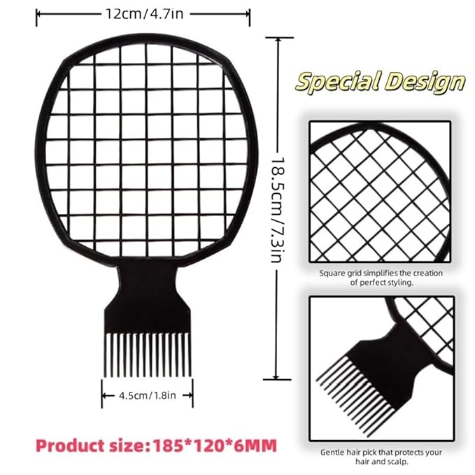 Upgraded Hair Twist Comb Hair Sponge Brush and Metal Afro Hair Pick Comb Set for Black Men Women Curls, 2 In 1 Afro Hair Coil Pick Combs Curl Brush (2 Pcs)