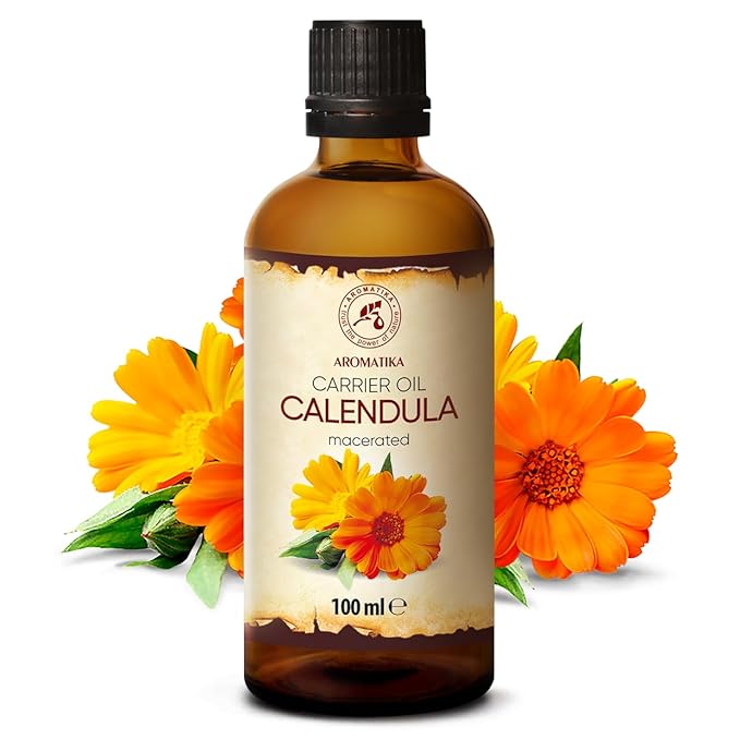 Calendula Oil 3.4 Fl Oz (100ml) - Calendula Officinalis Flower Extract – Infused - Almond Oil Base - 100% Pure & Natural - Marigold Oil – Benefits for Skin, Nails, Hair, Face, Body