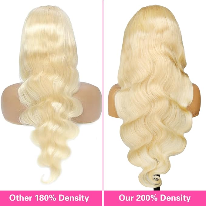 613 Lace Front Wig Human Hair 200 Density 613 Frontal Wig 13x6 HD Transparent Lace Blonde Wig Body Wave Full & Thick Hair 20 Inch