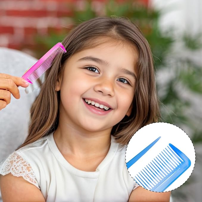 Hair Combs Set: Blue Fine-Tooth, Wide-Tooth, Rat Tail, and Dual-Purpose Comb for Men and Women - Ideal for Detangling and Styling Curls
