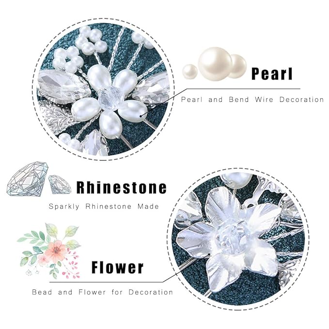 JAKAWIN Flower Bride Wedding Hair Pins Pearl Bridal Hair Piece Accessories for Women HP163 (Silver)
