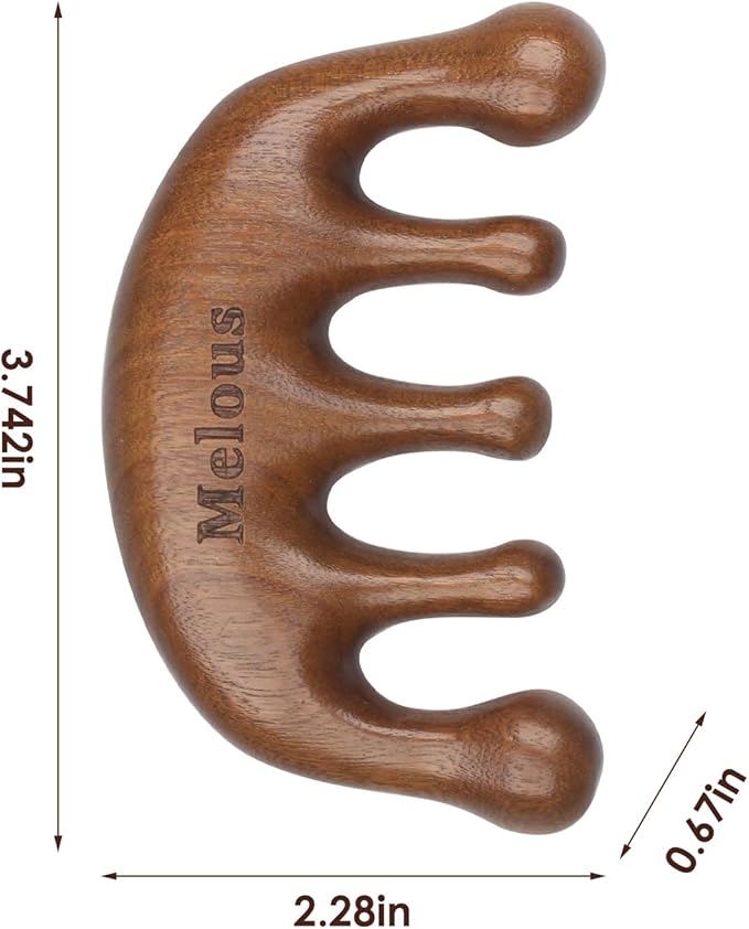 Sandalwood Gua Sha Massager, Meridians Massager, Scraping Massage Comb, for Hair Growth & Body Relief