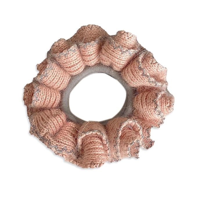 2 Pcs Soft Fabric Scrunchies for Hair,3.9 inch Medium Elastic Hair Ties Ropes Crochet Knit Silky Scrunchie for Women-Pink